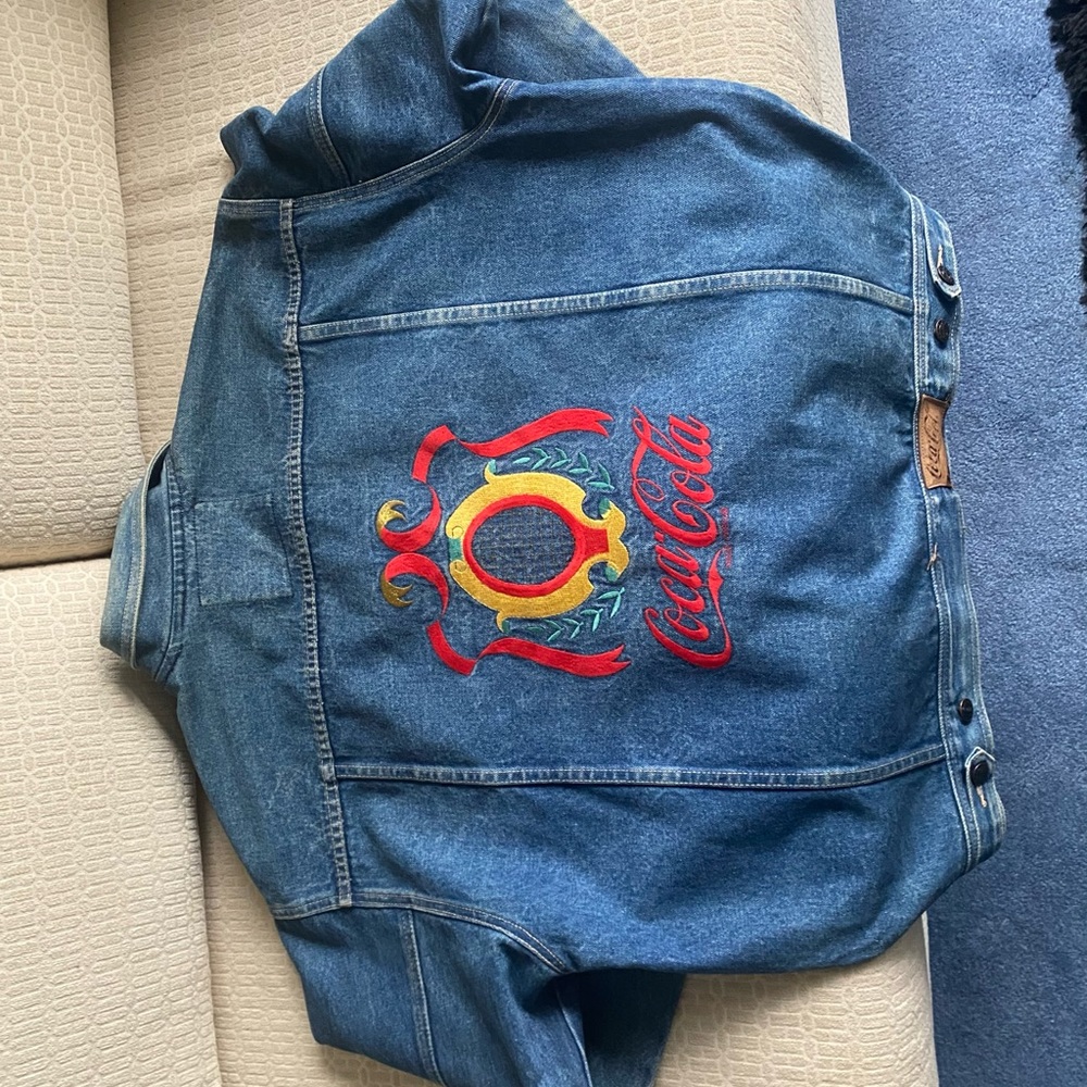 Coca Cola vintage blue Jean jacket, gently worn. Collector’s Item
